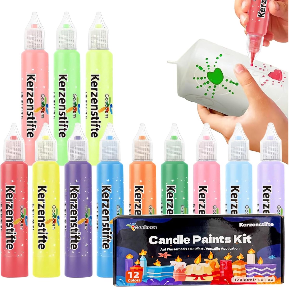 Set van 12 Waxstiften voor het Decoreren en Personaliseren van Kaarsen