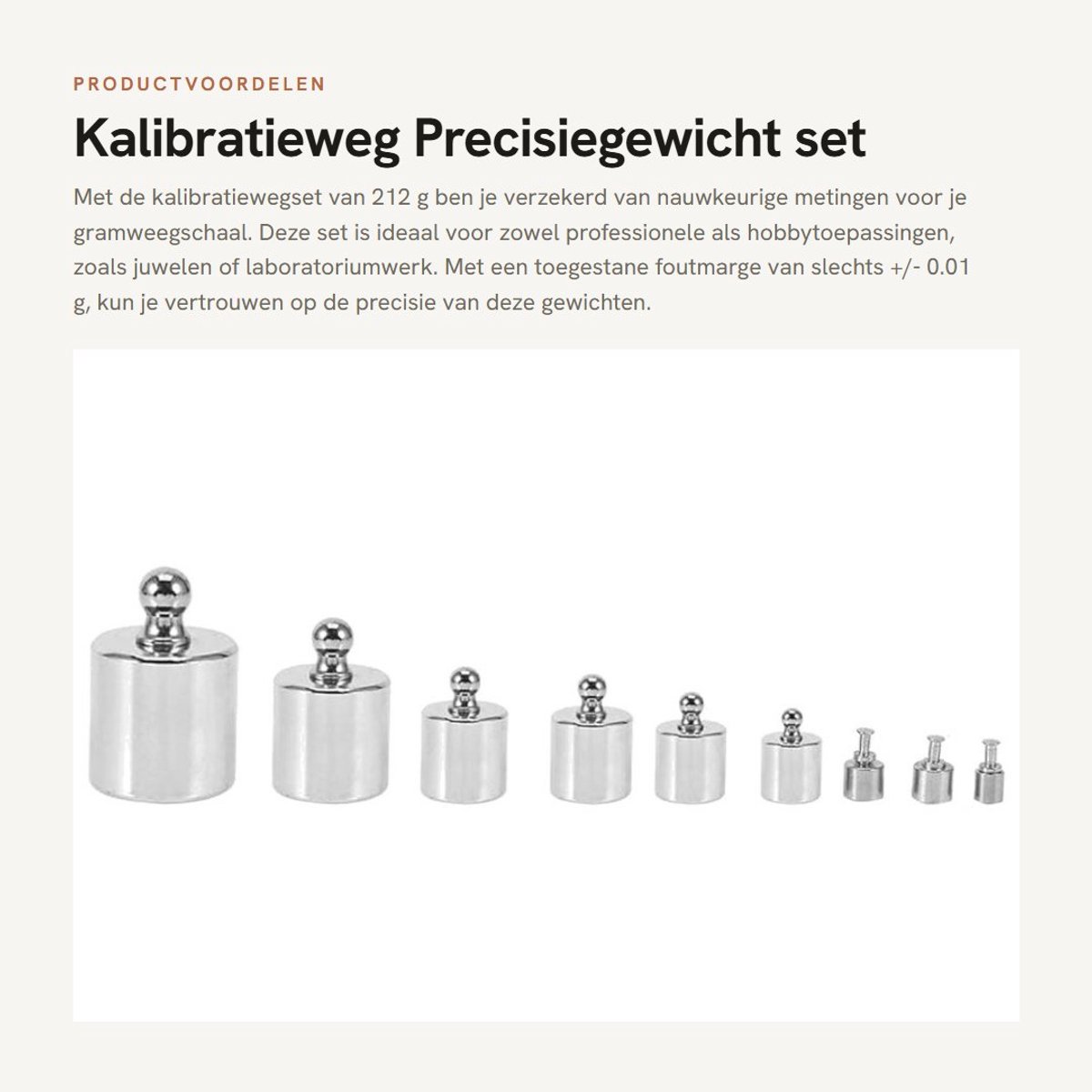Dailygoods- Kalibratiegewicht 211,1 g - Kalibratiegewichtenset - Gewichtenset met pincet - Toegestane fout +/- 0,003 g - Kunststof koffer - Staal nr. 45