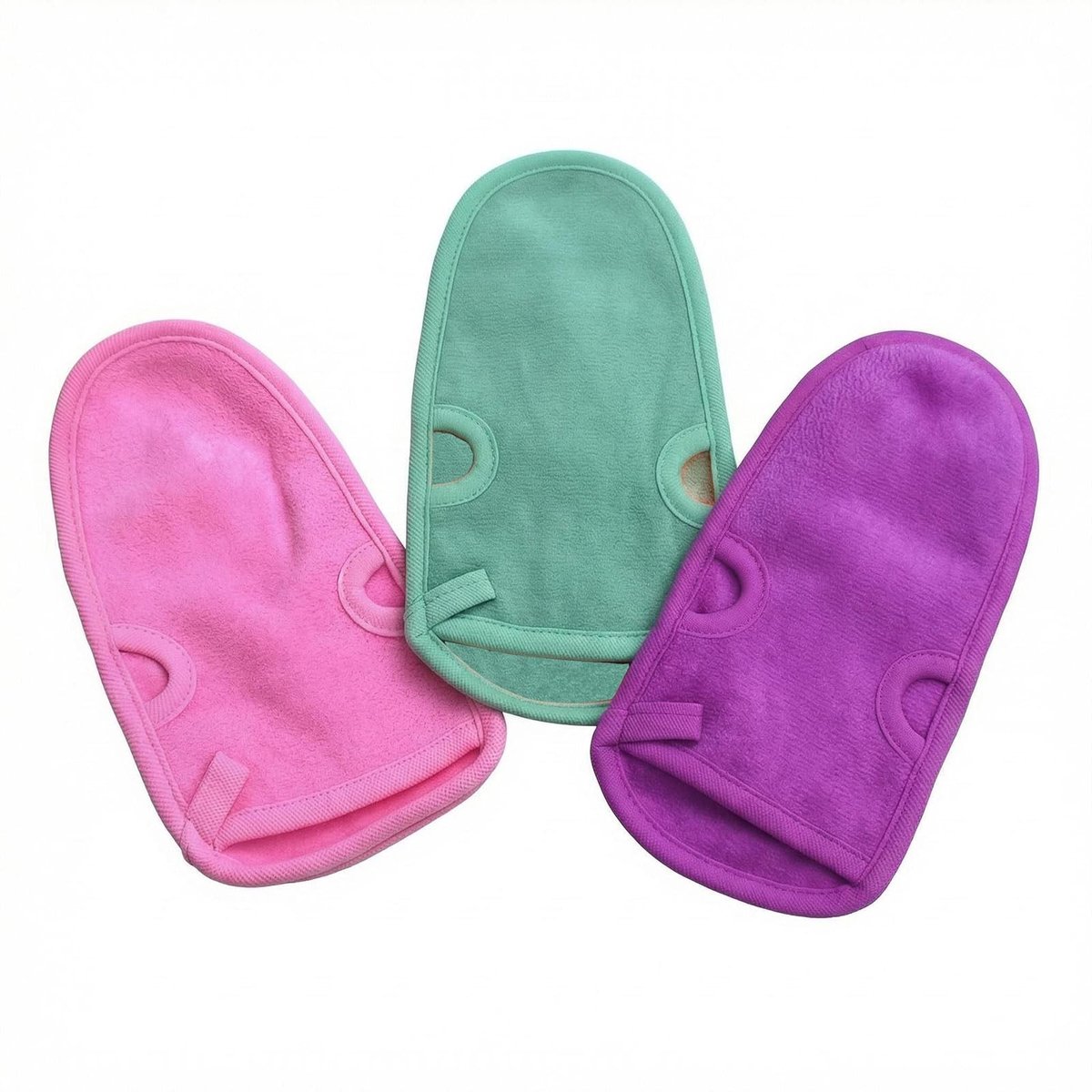 Dailygoods- Badhandschoenen 3 Stuks - Exfoliërende Scrub - Douche Wanten - Dode Huid Verwijderaar - Houtvezel - 22 x 11,5 cm - Scrubhandschoenen