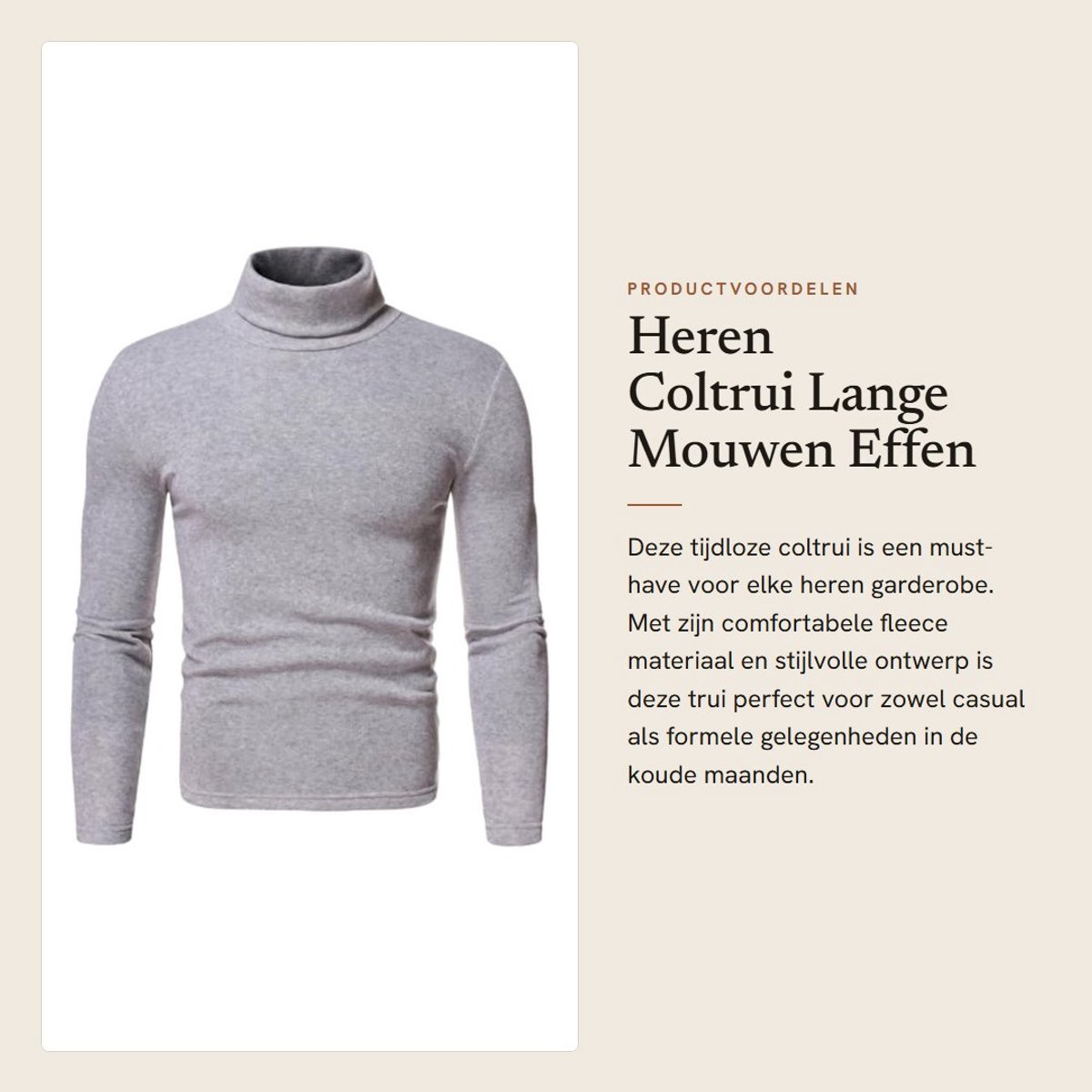 Dailygoods- Coltrui Heren Lange Mouwen - Slim Fit - Thermische Basislaag - Effen Kleur - Zacht/Comfortabel - Perfect voor Herfst/Winter - Thermisch Shirt