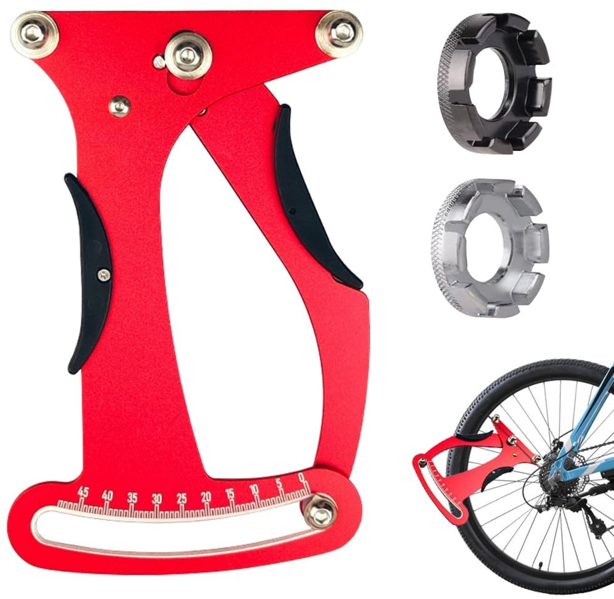 Dailygoods- Spakenmeter Aluminium Legering - Fiets Spaken Tensioner - Verstelbaar - Inclusief 2 Spaken Sleutels - Duurzaam - 19,5 x 11,7 cm