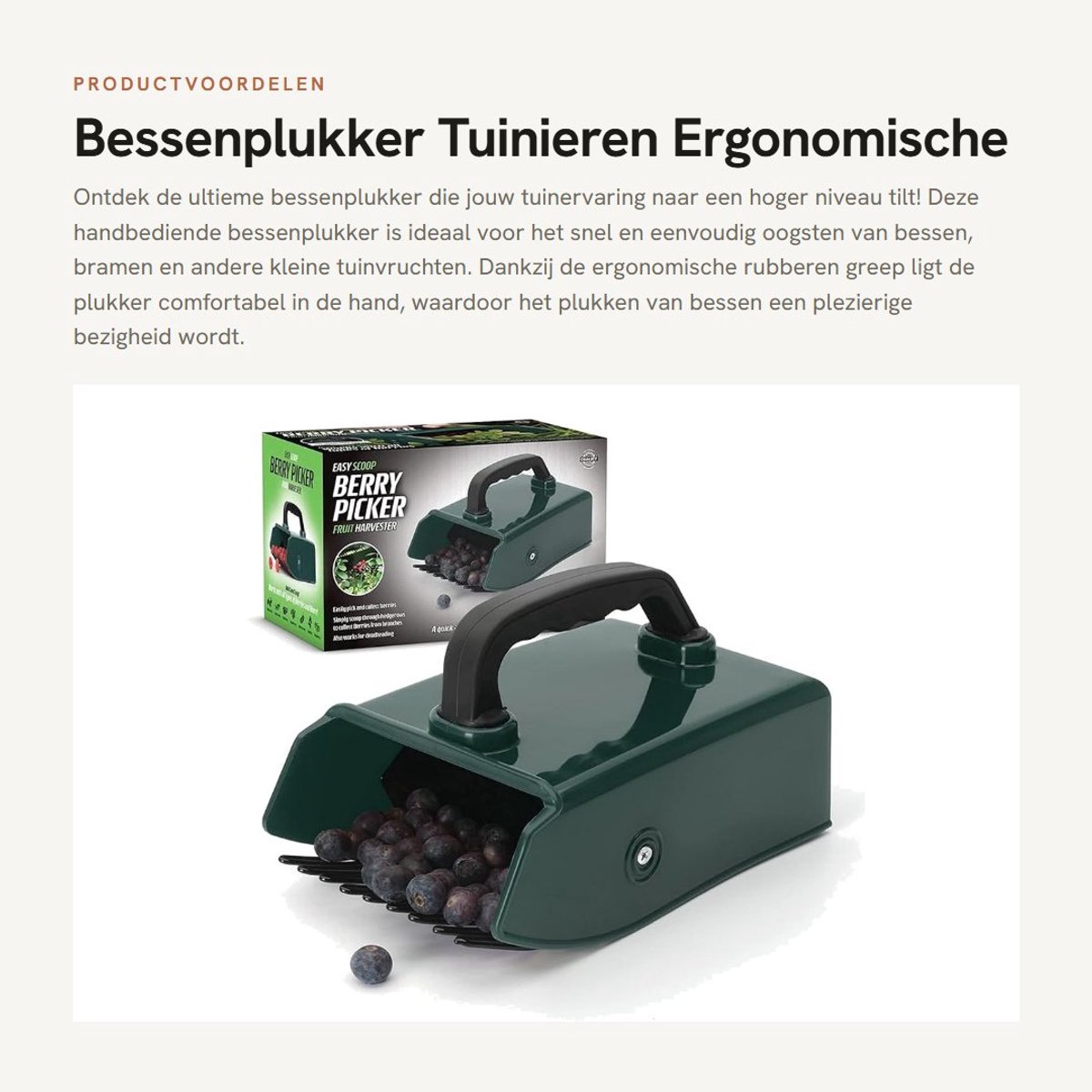 Dailygoods- Bessenplukker met ergonomische rubberen greep - Kunststof/Metaal - Handbediend - 9 metalen kammen - Ideaal voor tuinieren - Eenvoudig bessen plukken - Bessenplukgereedschap