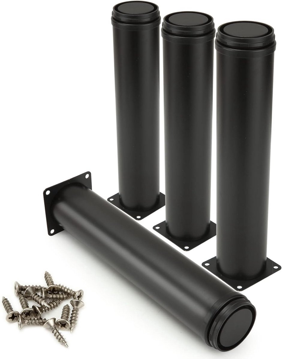 Meubelpoten Set - Bankpoten Kastpoten - Meubels Verhoging - Verstelbare Hoogte - 4 Stuks 25cm - Zwart