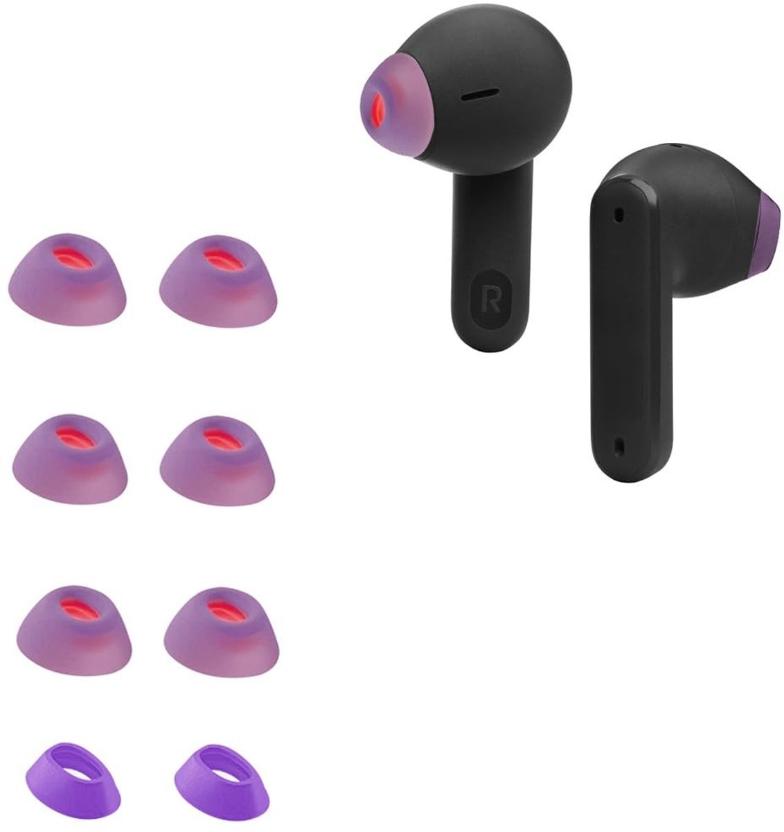 Dailygoods - Vervangende Siliconen Oordopjes voor Hoofdtelefoon, 8 Stuks, Paars