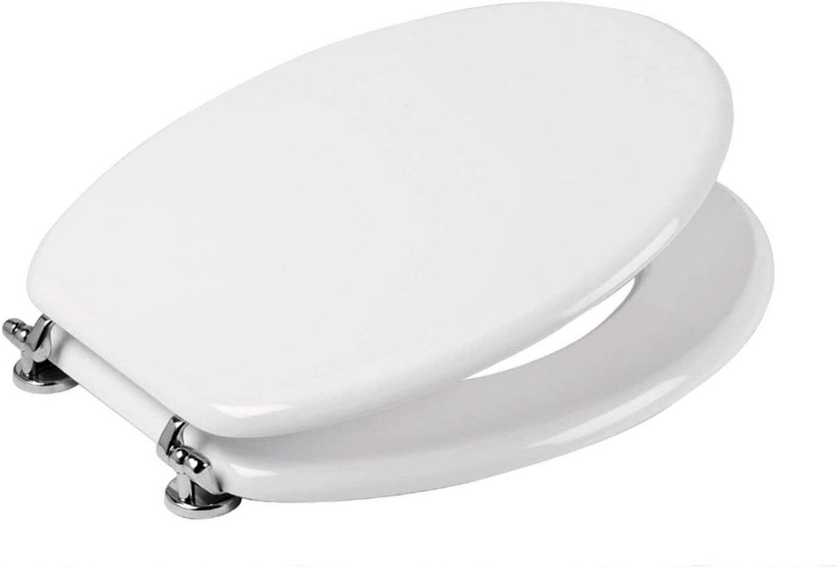 Toiletbril Hout - WC Deksel - Badkamer Vernieuwen - Soft Close Sluiting - 900 g - Wit