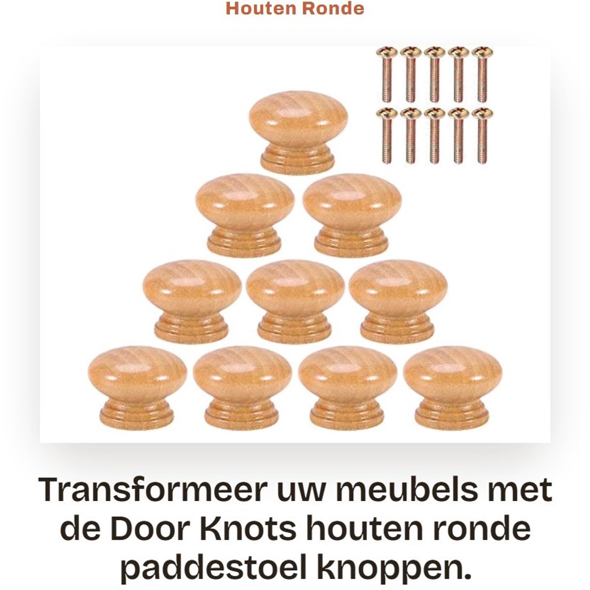 Dailygoods- Kastknoppen Ergonomisch Ontwerp - Houten Meubelknop - Deurknopjes - Kastknoppe