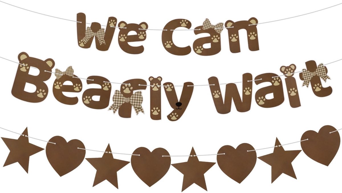 Dailygoods- Teddybeer Banner Bruin Thema - Vooraf Geregen - Feestdecoraties - Baby Shower - Gender Reveal - Papier 3m Touw - Feestbanner