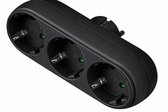 Elektrawebshop Stopcontact stekker 3 voudig zwart horizontaal met randaarde - 226661