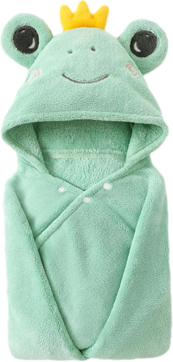 Allecta - Handdoeken met capuchon voor kinderen - 85 x 150 cm - Badhanddoek - Poncho - Baby - Zee - Zwembad - Meisjes - Pasgeborenen - Groene kikker