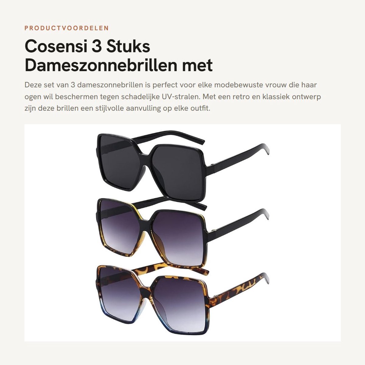 Dailygoods- Dameszonnebril Gepolariseerd - Retro/Rond - UV400-Bescherming - Vintage - Hoogwaardige AC-Lenzen - Elegant Design - Zonnebril