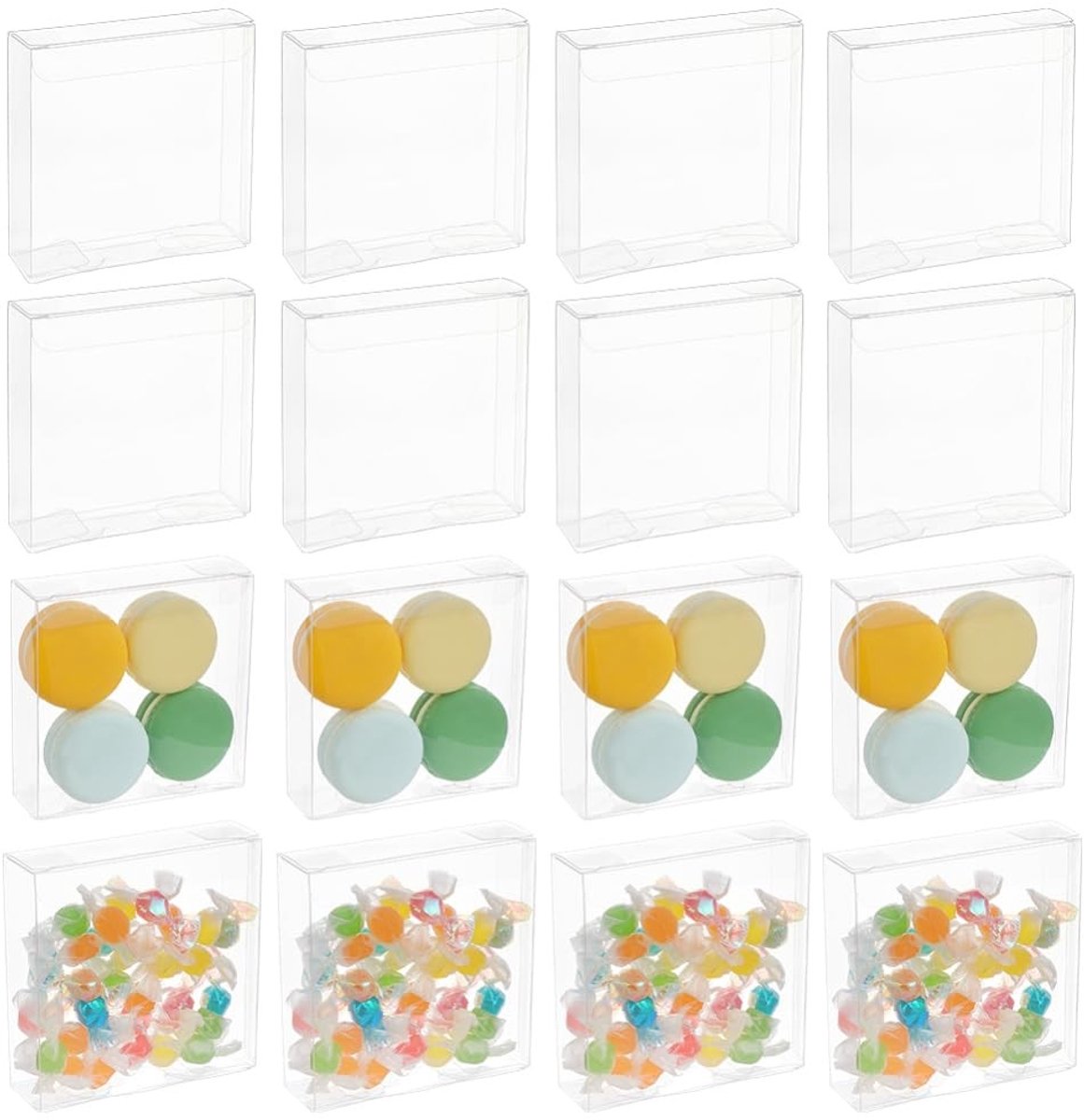 Dailygoods- Geschenkdozen 72 stuks - Transparante Dozen - PVC Rechthoek 10x10x3cm - Bruiloft/Snoep/Chocolade - Valentijnsdag - Beschermende Film - Verpakkingen