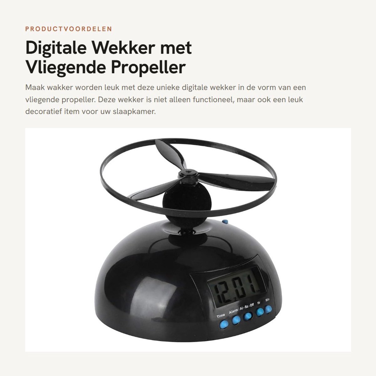 Dailygoods- Digitale Wekker Vliegende Propeller - Mini Wekker - Draagbare Klok - Decoratie Slaapkamer - 1x Wekker - Hoogwaardige Kwaliteit