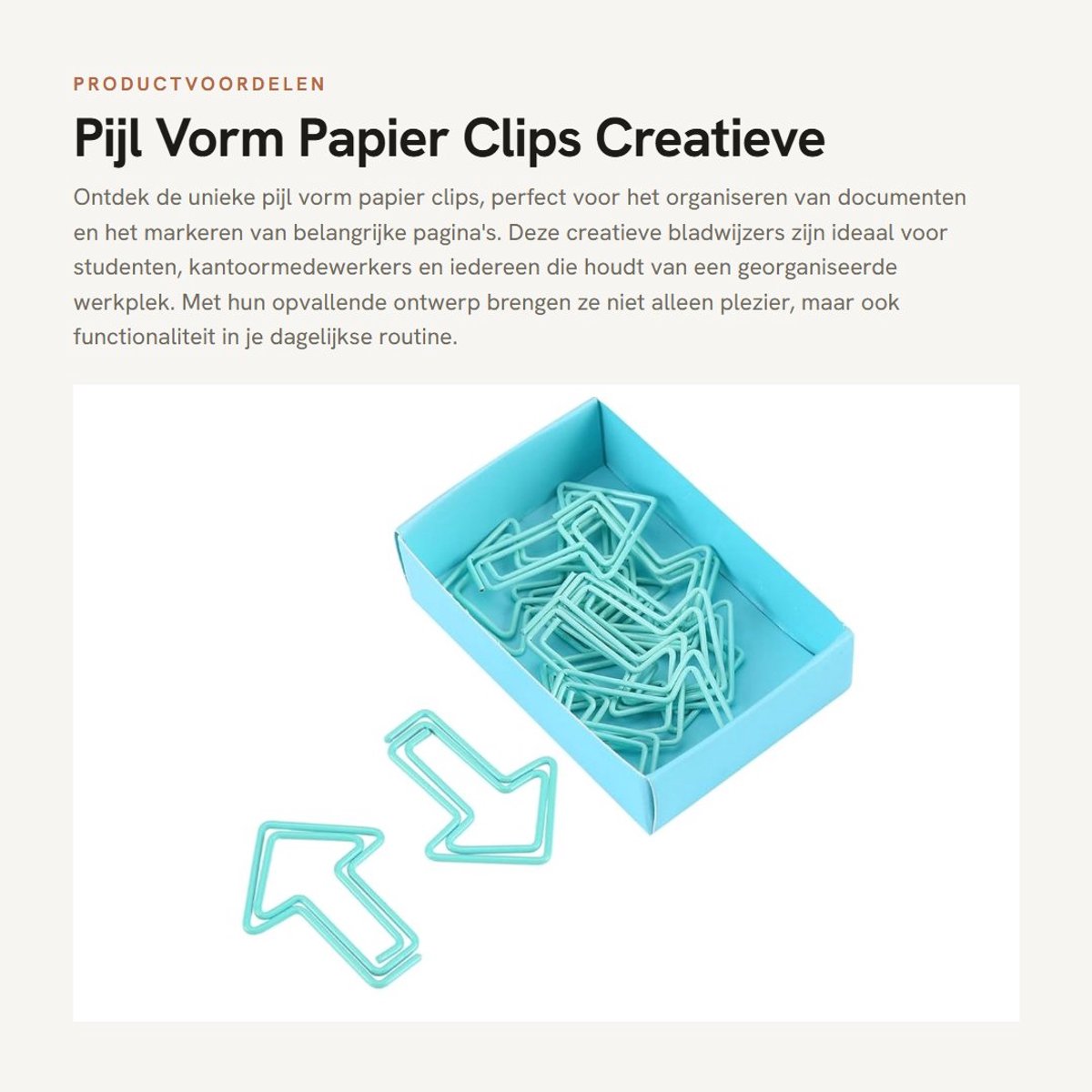 Dailygoods- Papierclips Pijlvorm - 12 Stuks - Kantoorbenodigdheden - Creatieve Bladwijzers - Hoogwaardig Metaal - Duurzaam en Lichtblauw - Kantoorclips