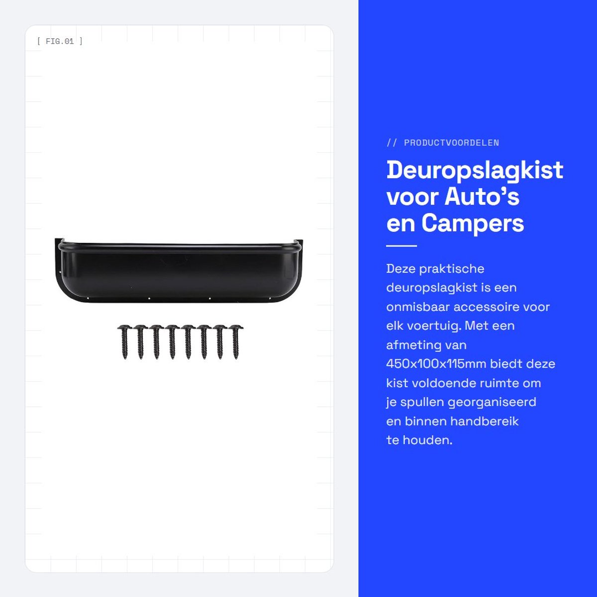 Dailygoods- Deuropslagkist 450x100x115mm - Deurorganisator - Opbergdoos - Opslagruimte - Voor RV/Kampeerauto/Trailer - Praktische organisatie - Opbergbox