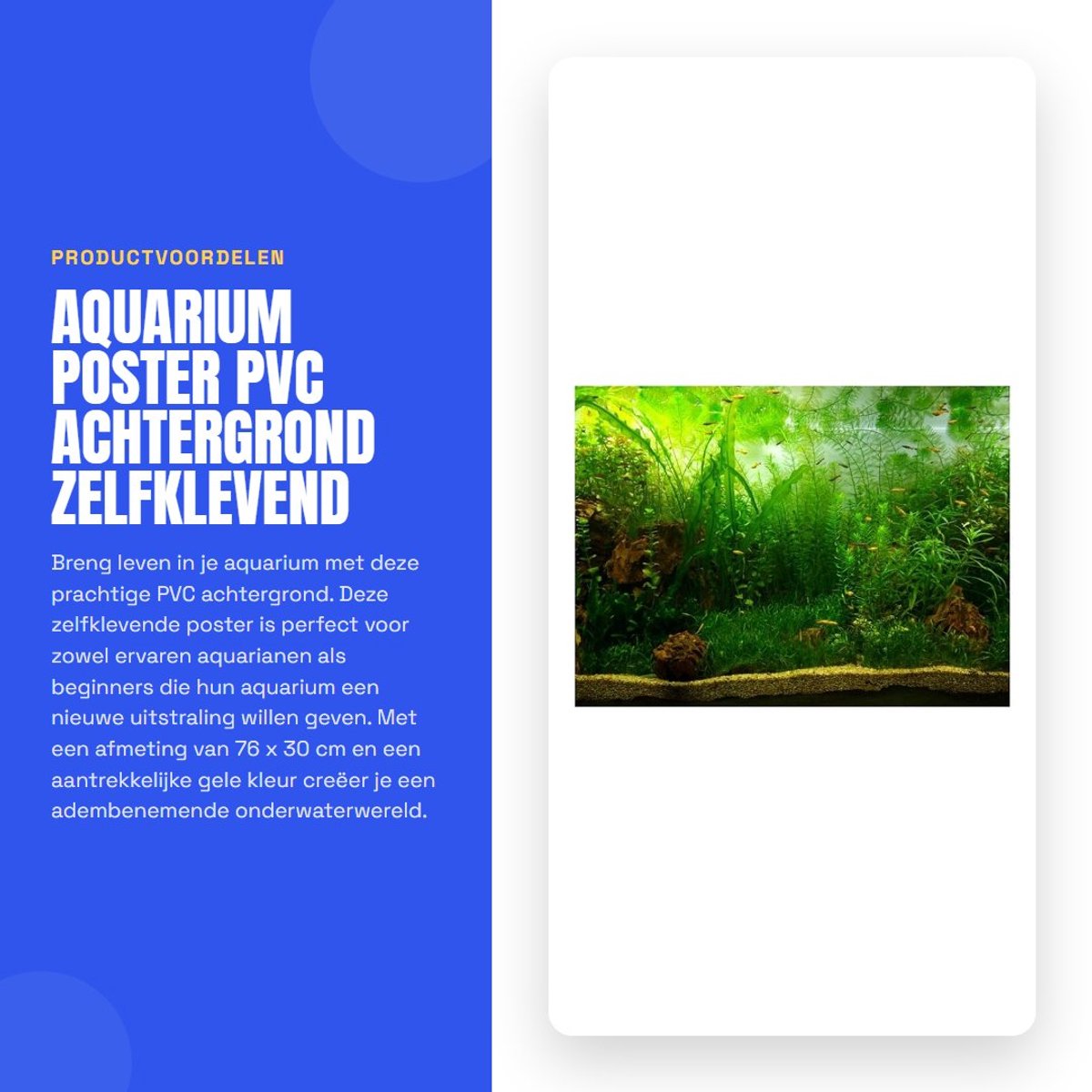 Dailygoods- Achtergrond PVC - Achtergrond aquarium - Zelfklevend - Watergras stijl - 76 x 30 cm - Hoogwaardig materiaal - Aquariumdecoratie