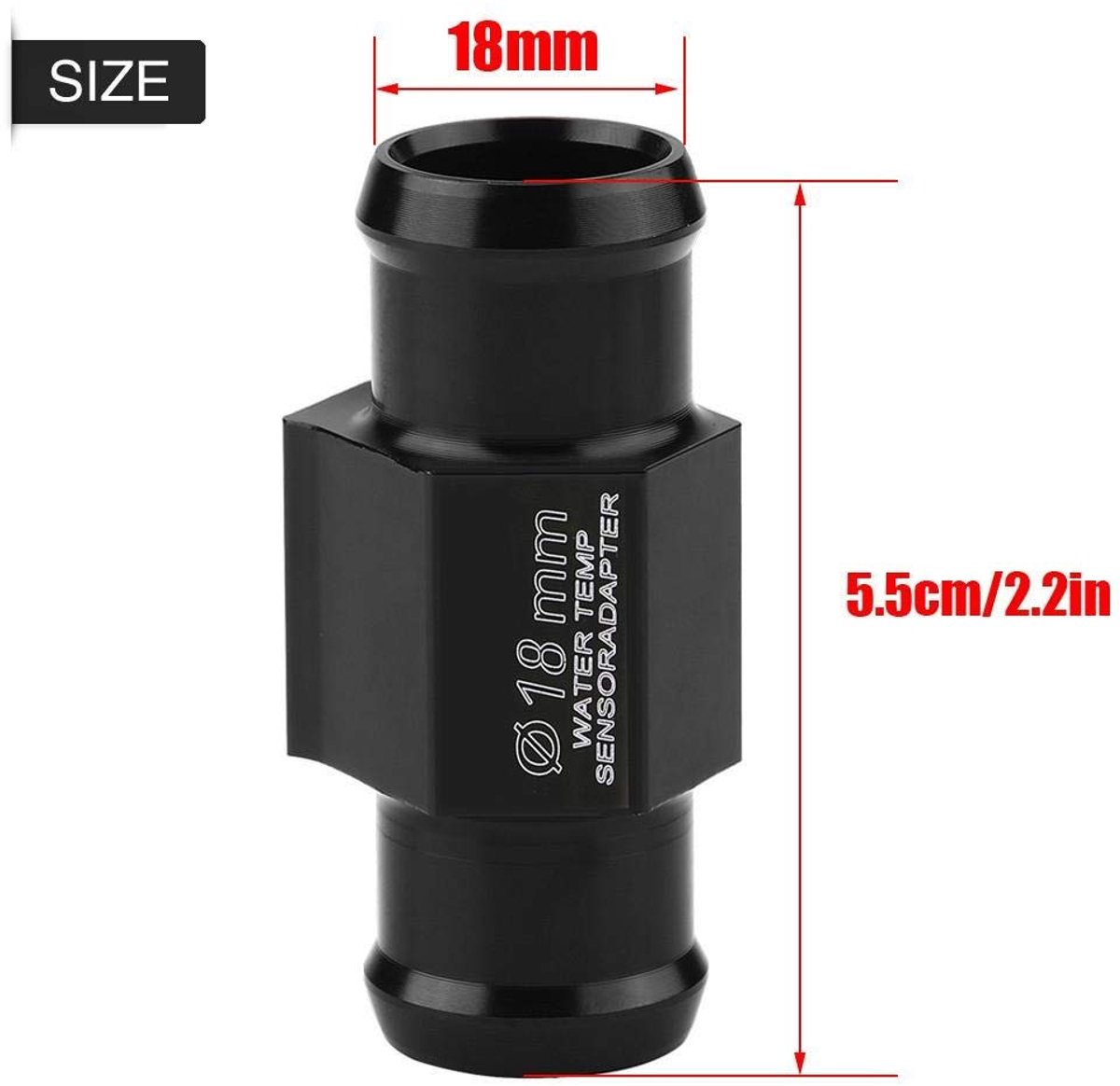 Dailygoods - Zwarte Temperatuur Sensor Adapter - Motorfiets Accessoire - Aluminium - 18mm Slang Adapter - Universeel te gebruiken - Voor Water Tempera...