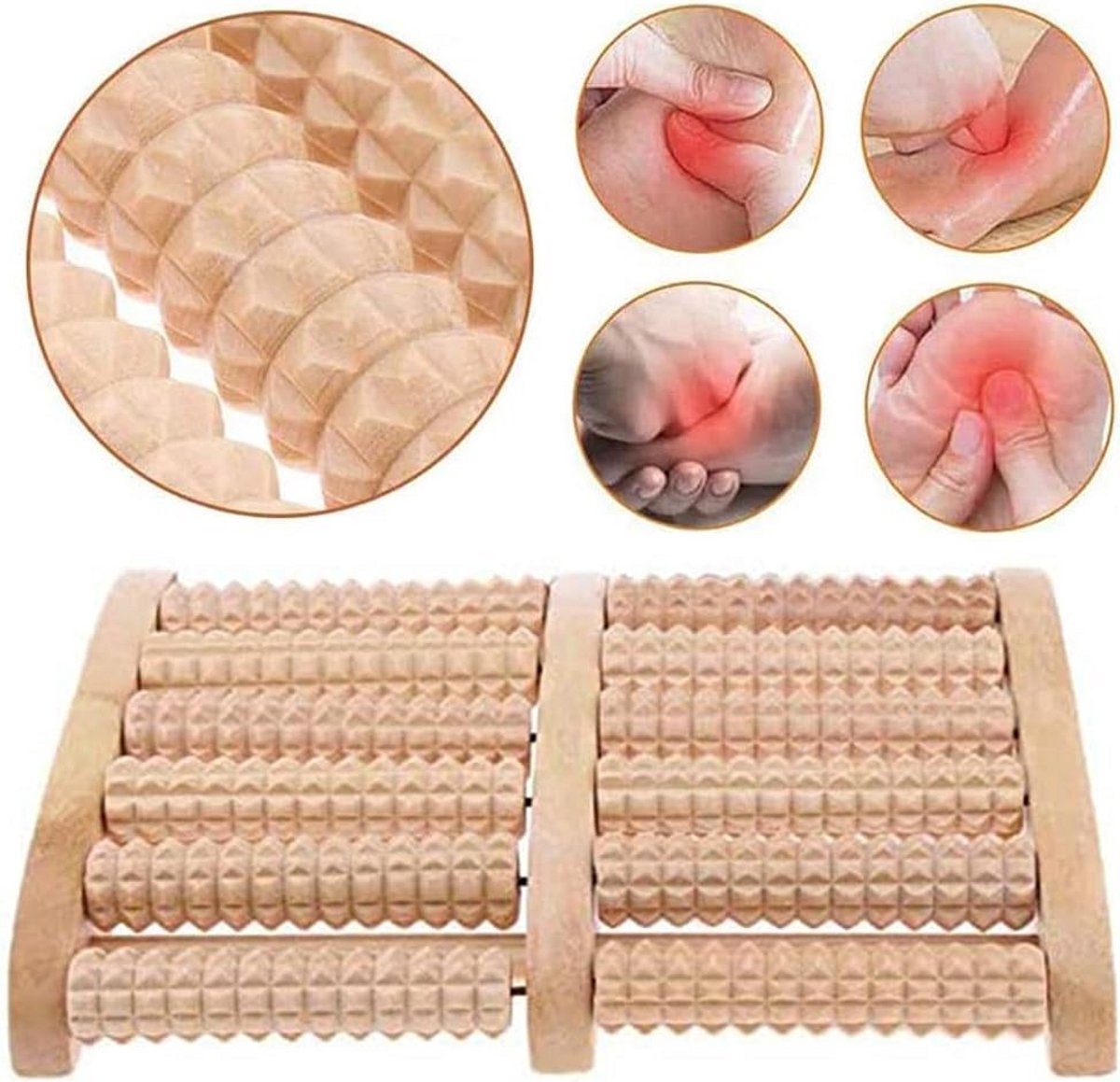 Voetroller Hout - Voetmassage Roller - Stress Verminderen - Triggerpoint Therapie - 400 g - Lichtgeel