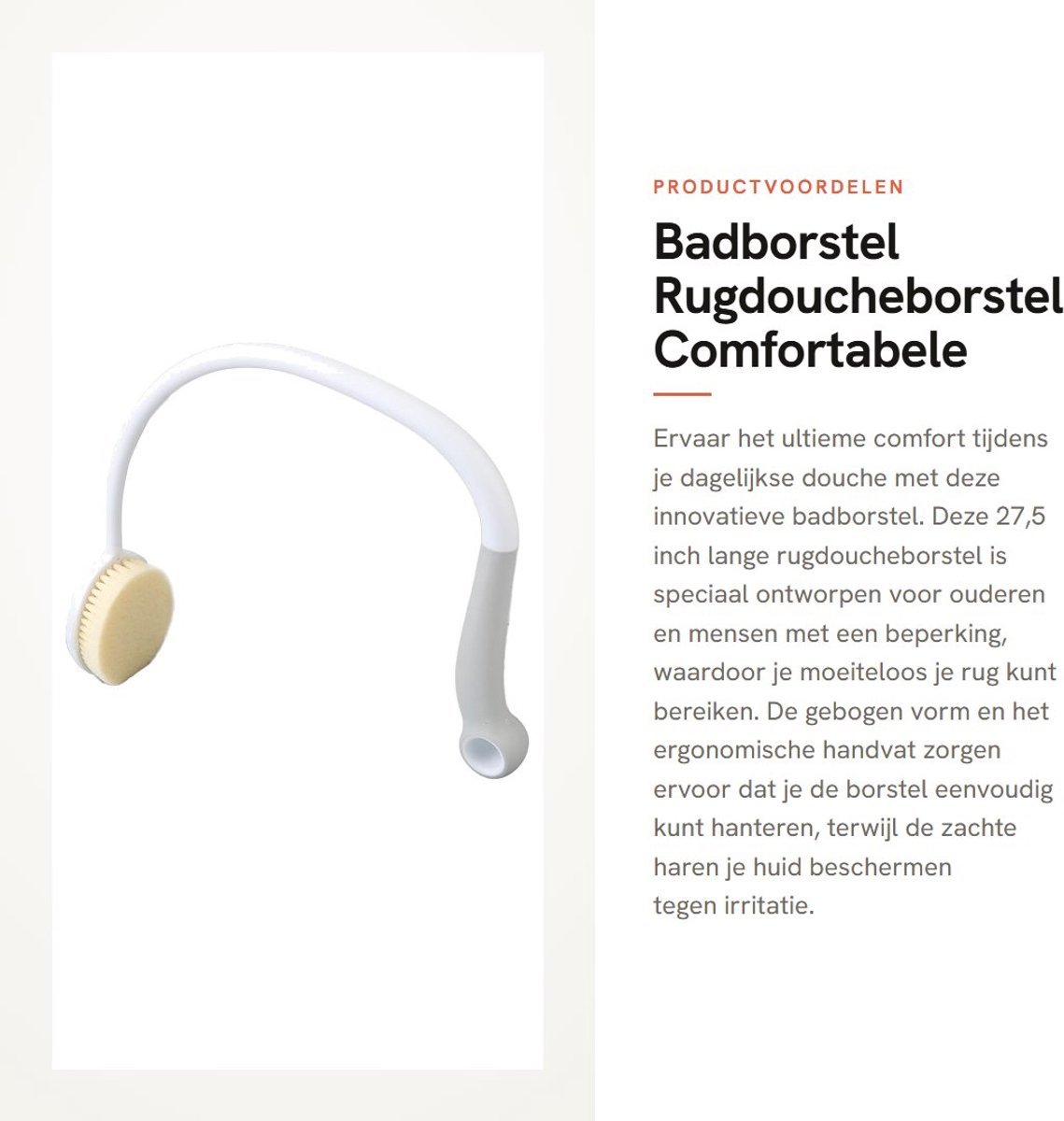 Dailygoods- Badborstel Gebogen Handvat - Doucheborstel - Rugborstel - Scrubber - Huidborstel - Comfortabel en Zacht