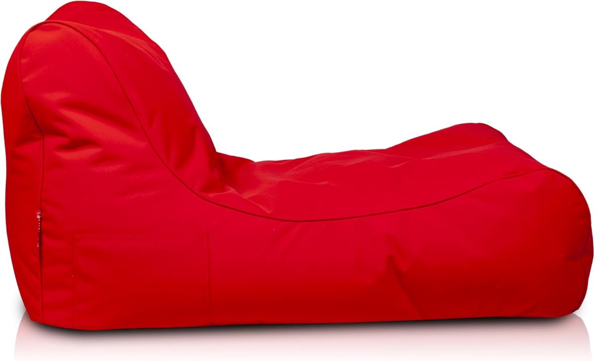 Stijlvolle Buiten Poef Fauteuil - Zitzak met Opbergvak en Handvat - 115x65x60cm - Rood