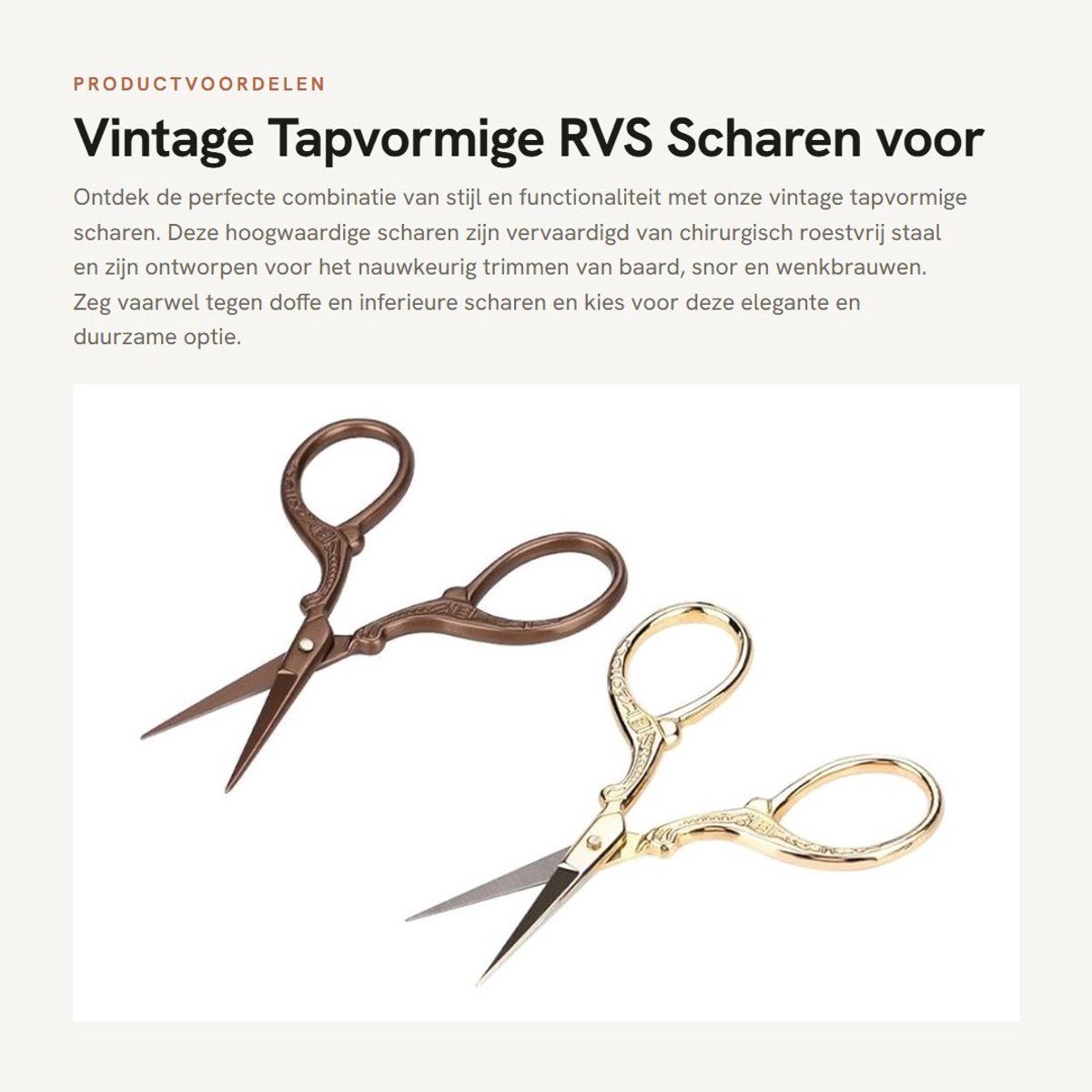 Dailygoods- Scharen 2 Stuks - Roestvrij Staal - Vintage Faucet Design - Precisie Bladen - Ergonomische Handgreep - Voor Wenkbrauwen en Baardtrimmen - Wenkbrauwschaar