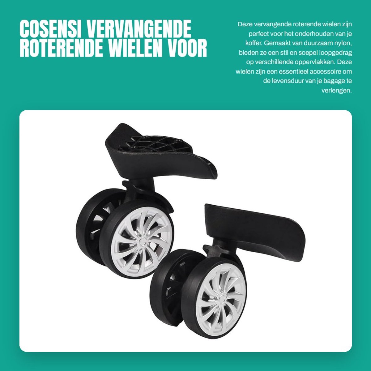 Dailygoods- Rollen voor Koffers - Roterende Wielen - Vervangset 2 Stuks - Gemaakt van Nylon - Stil en Praktisch - Eenvoudige Installatie - Kofferwielen