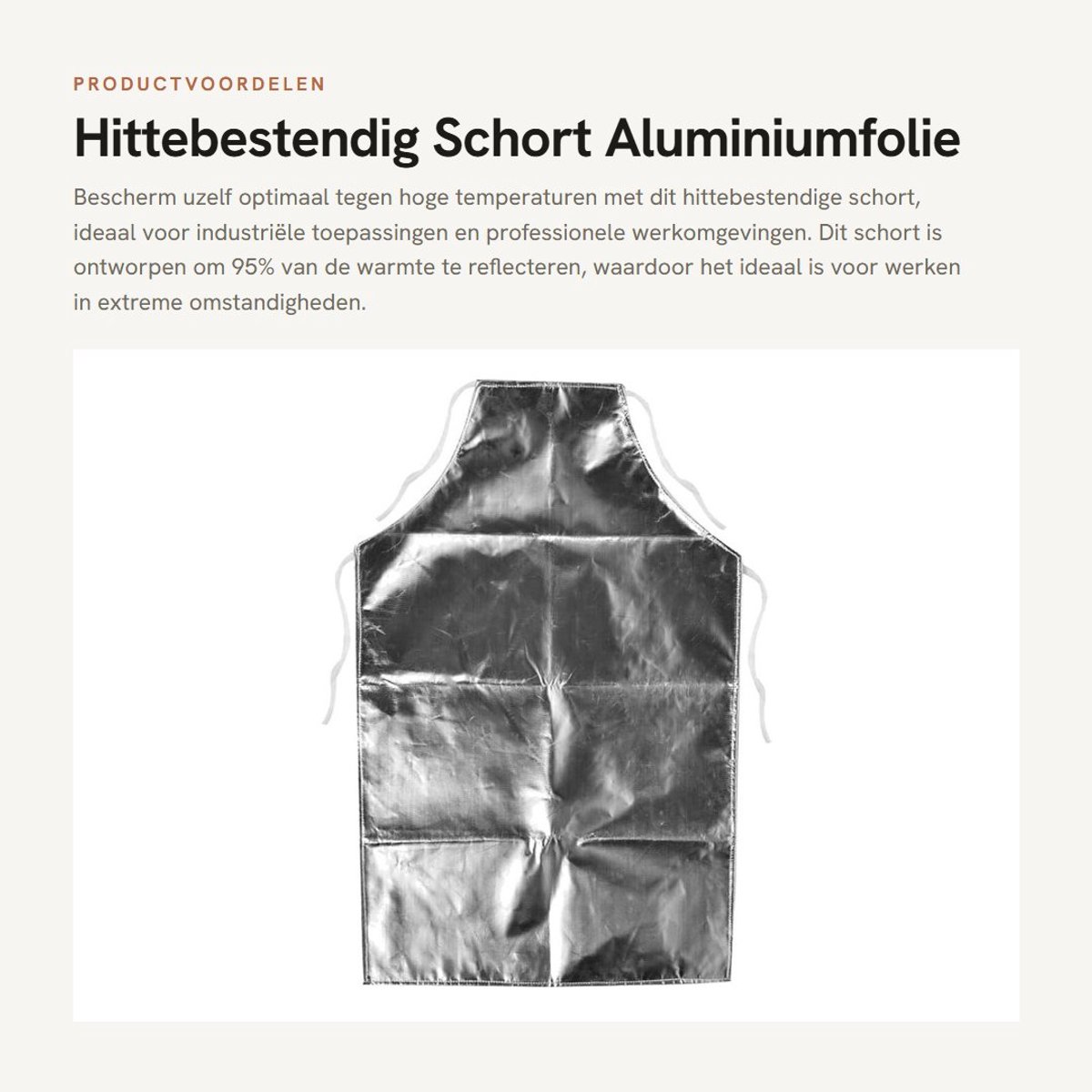 Dailygoods- Werkschort Hittebestendig 1000 Graden - Aluminium Schort - Thermische Isolatie - Warmtebescherming - Geurloos - Duurzaam en Slijtvast - Beschermschort