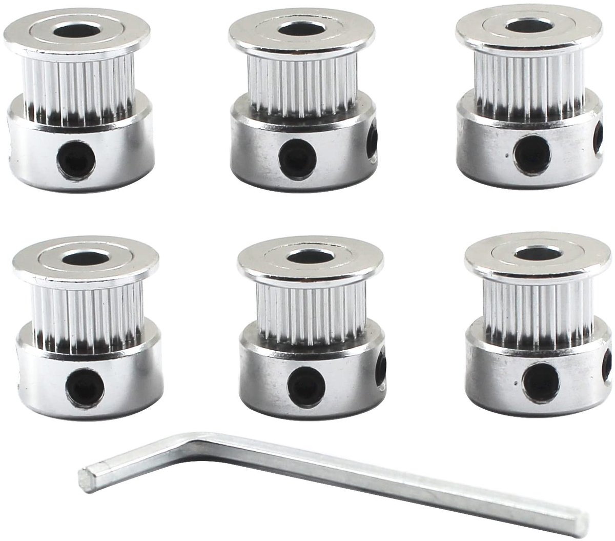 Dailygoods- Timing Riem Katrol 20 Tanden - Aluminium - Pack van 6 - M3 Sleutel - Hoge Precisie - Anti-corrosie en Roestbestendig