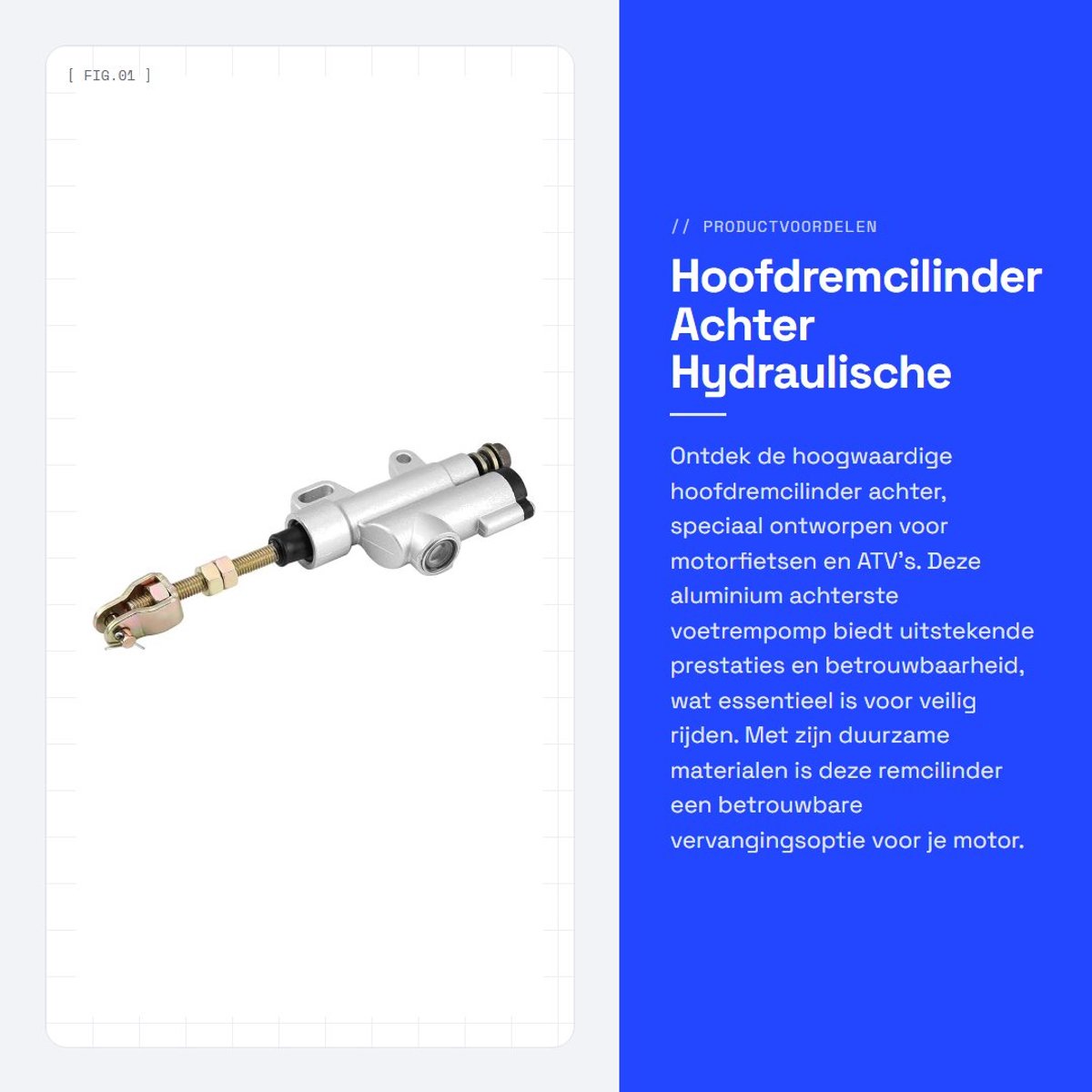 Dailygoods- Hoofdremcilinder Hoogwaardige Kwaliteit - Aluminium Achterrempomp - Hydraulische Voetrempomp - Motorfiets/ATV - Duurzame Prestaties - Verbeterde Rijveiligheid - Rempomp