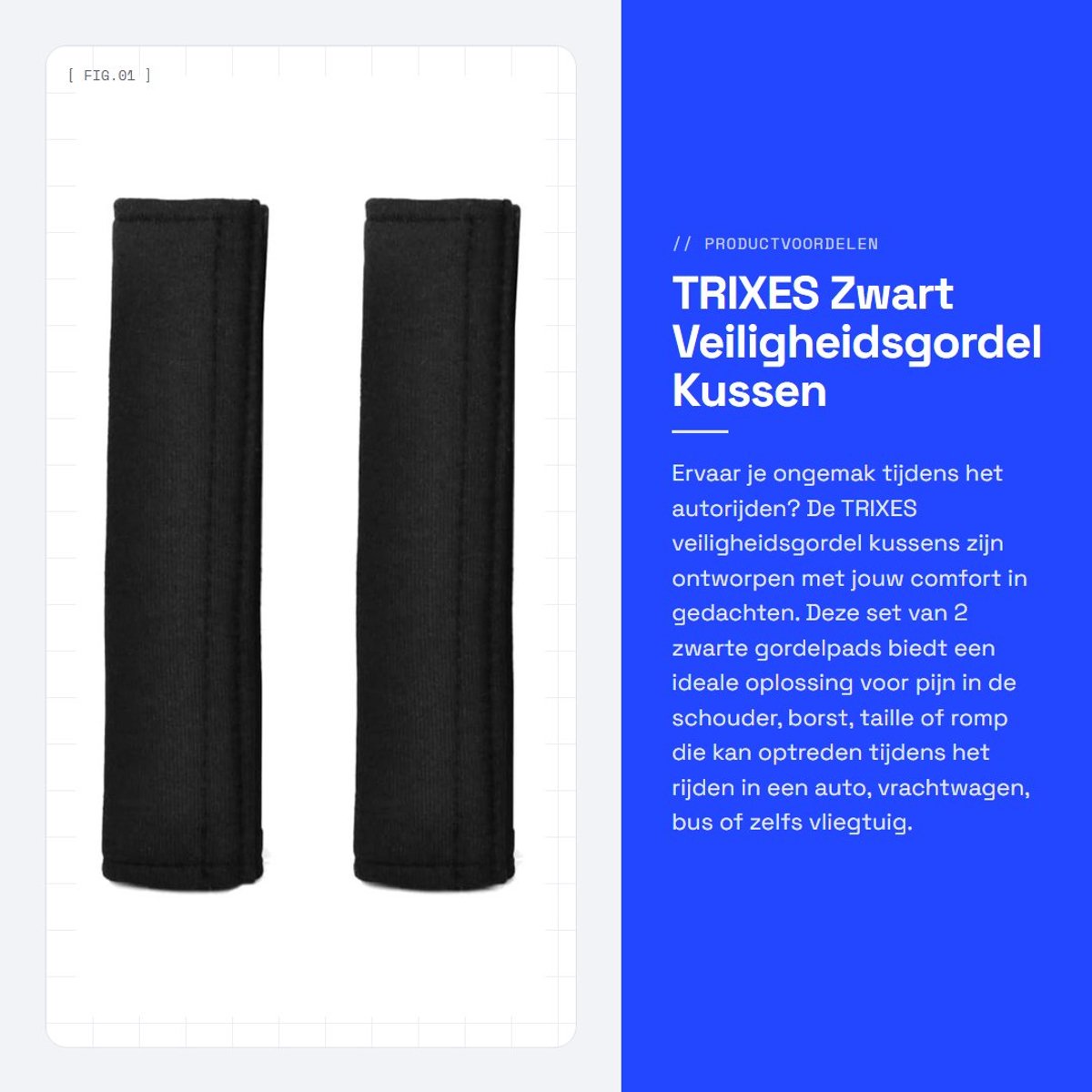 Dailygoods- Veiligheidsgordel Kussen Set van 2 - Veiligheidsgordel Bekleding - Comfort voor Schouder/Heup - Bescherming voor Zachte Voorwerpen - Eenvoudig te Bevestigen/Verwijderen - Gordelkussen