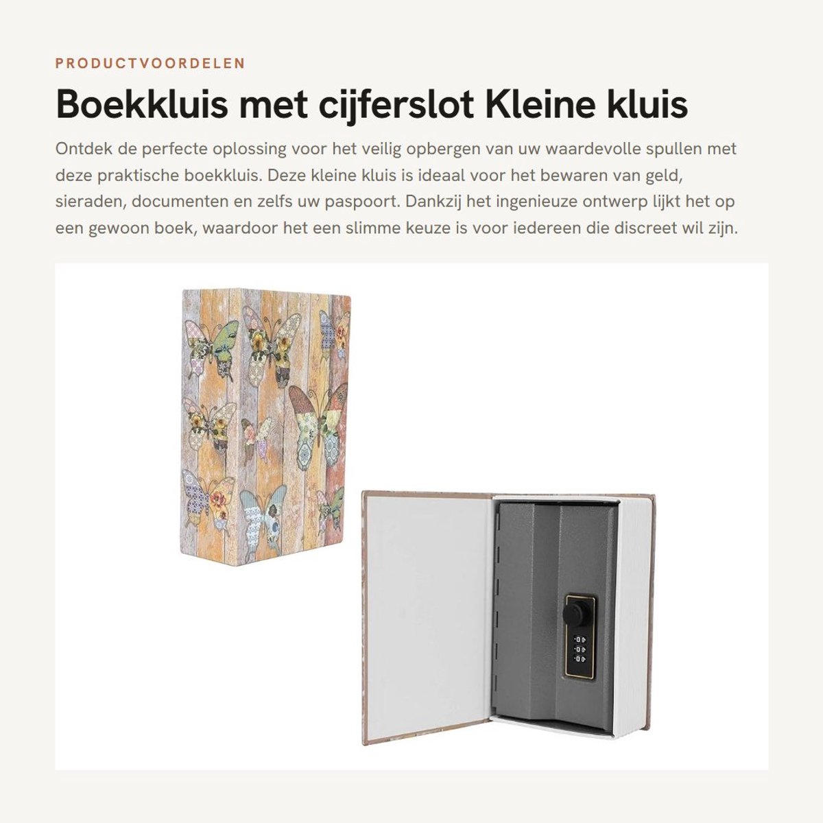 Dailygoods- Boekkluis met Cijferslot - Kleine Kluis - Geld/Documenten - Sieraden/Paspoort - Spaarvarken - Retro Boek Ontwerp - Versteekkluis