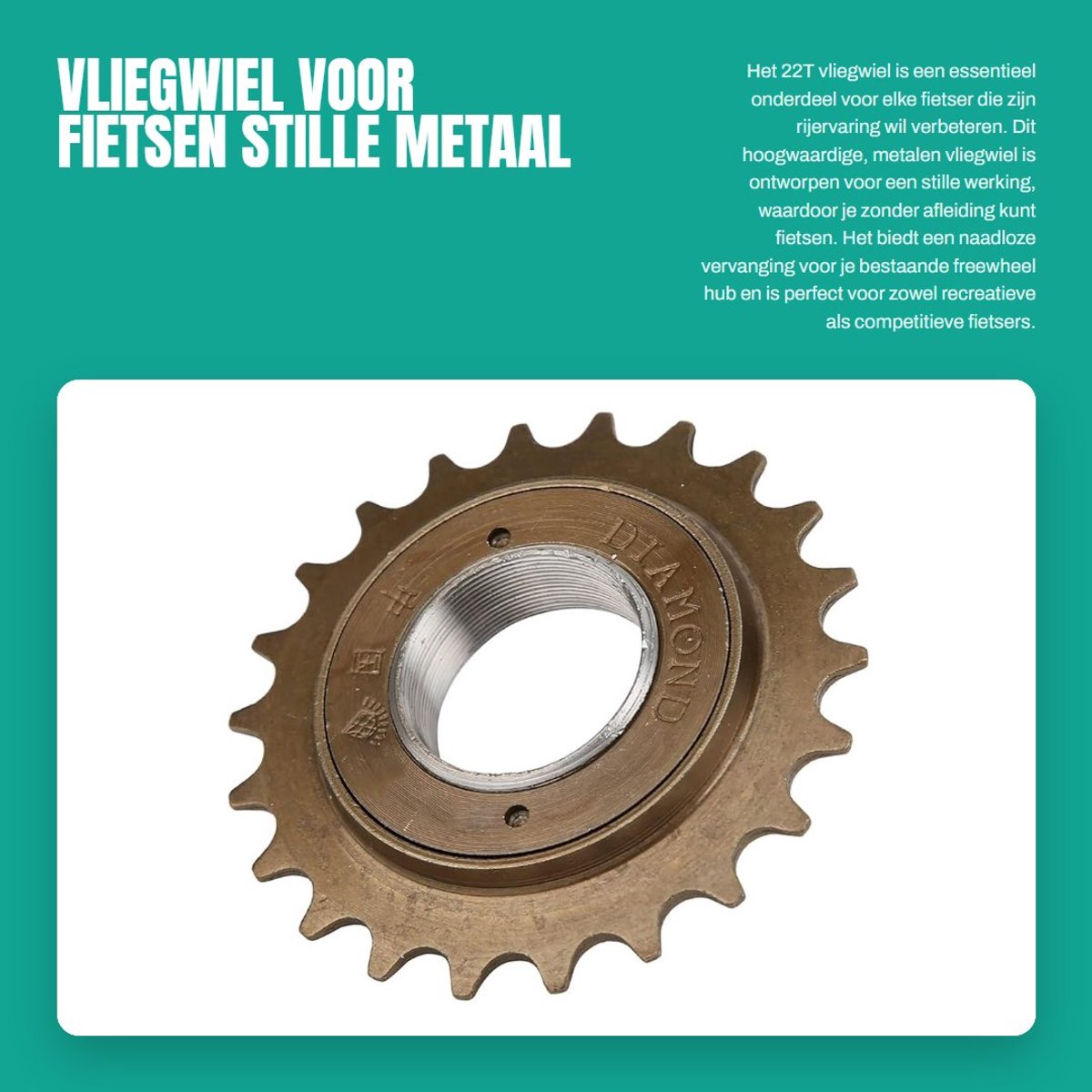 Dailygoods- Vliegwiel 22T - Vliegwieltrekker - Fietsonderdelen - Schokbestendig - Roestvrij staal - Laag geluidsniveau - Fietsvliegwiel
