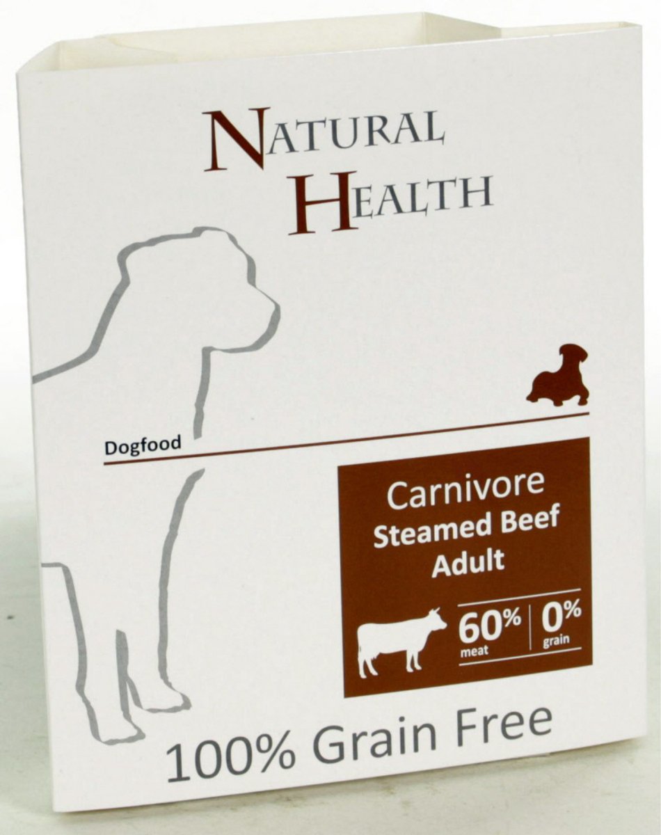 Natural Health Dog Steamed Carnivore Beef omdoos 7x395 gram