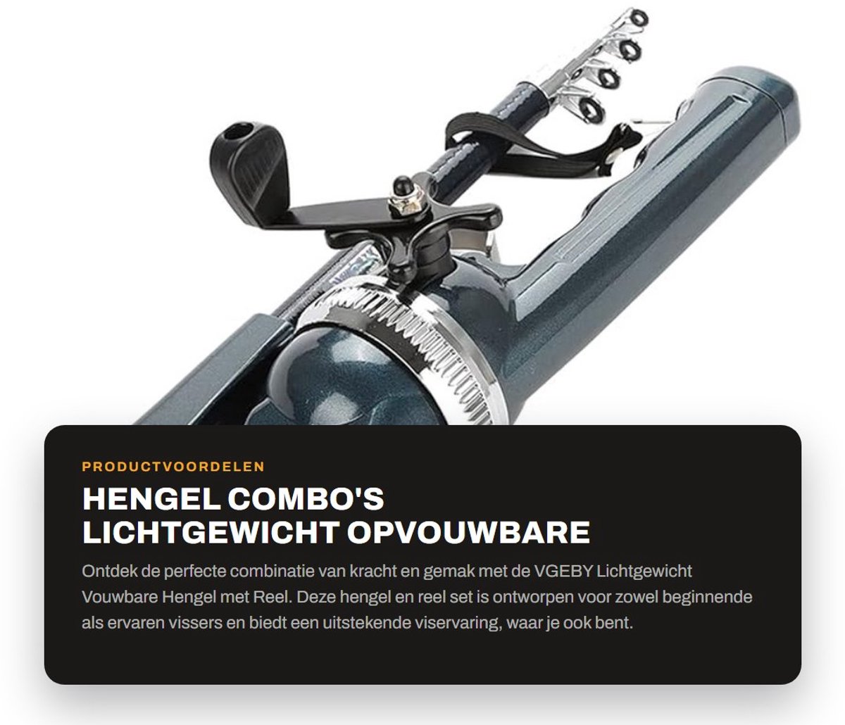 Dailygoods- Hengel Lichtgewicht - Geïntegreerde Haspel - Opvouwbaar - Antislip Handvat - Hoge Sterkte Plastic - Ergonomisch Ontwerp - Visstok