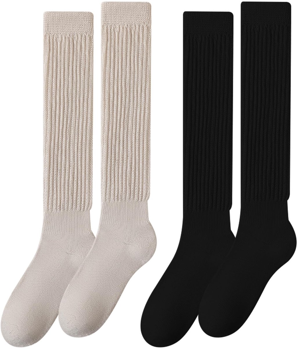 Dailygoods- Slouchy Sokken - 2 Paar - Kniehoge Laarssokken - Katoen/Polyamide - One Size (UK 5-9/EU 35-40) - Ademend - Trendy Design - Kniekousen