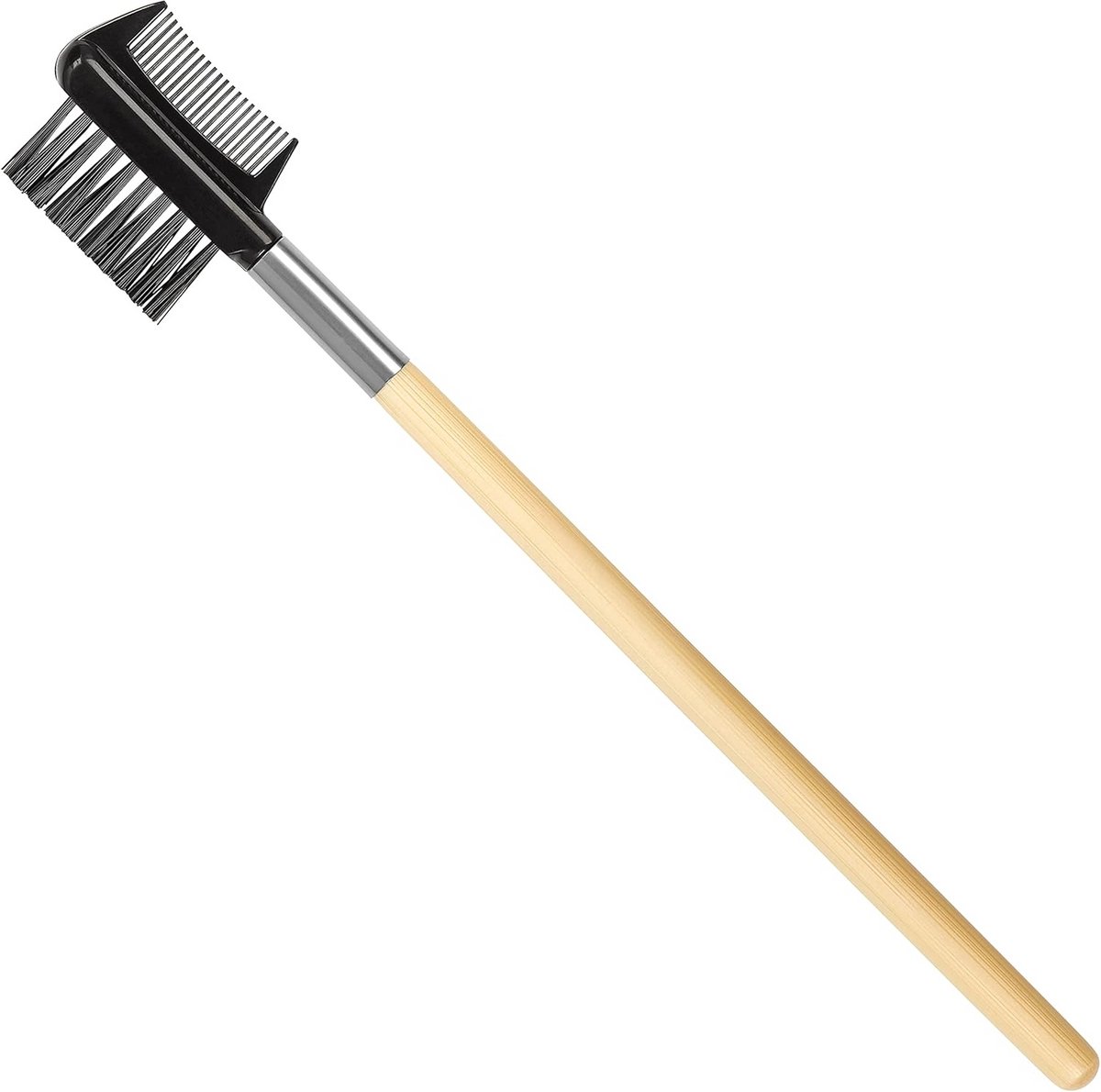Wenkbrauwborstel Wimperskam - Make-up Tool - Schoonheidsroutine - Bamboe Handvat - 17 cm - Natuurlijk