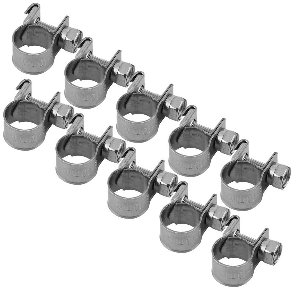 Dailygoods- Slangklem Flexibel - Slangklemmen - Slangklemmen Assortiment - Slangklem RVS - 10 Stuks - 8-10 mm - Slangclip