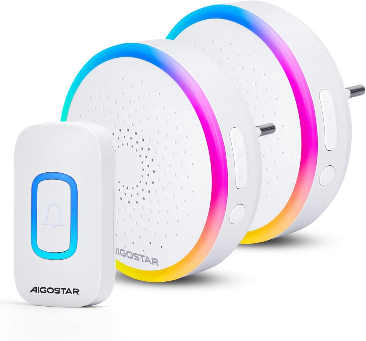 Draadloze Deurbel Set - Bel met Ontvanger - Bezoek Melden - RGB Licht Indicator - 150m Bereik - Wit