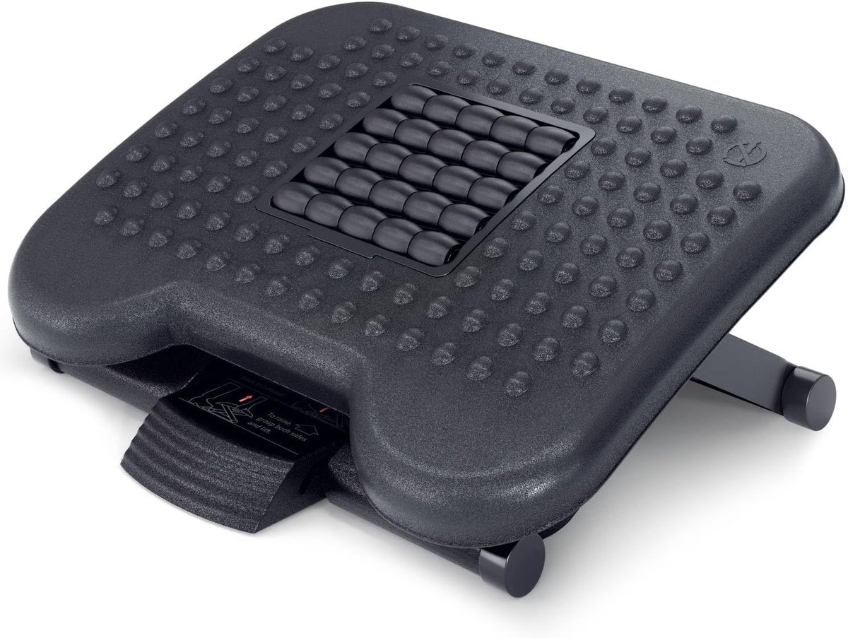 Ergonomische Voetensteun - Bureau Accessoire - Comfortabel Werken - Verstelbare Hoogtes - 44 x 34 cm - Zwart