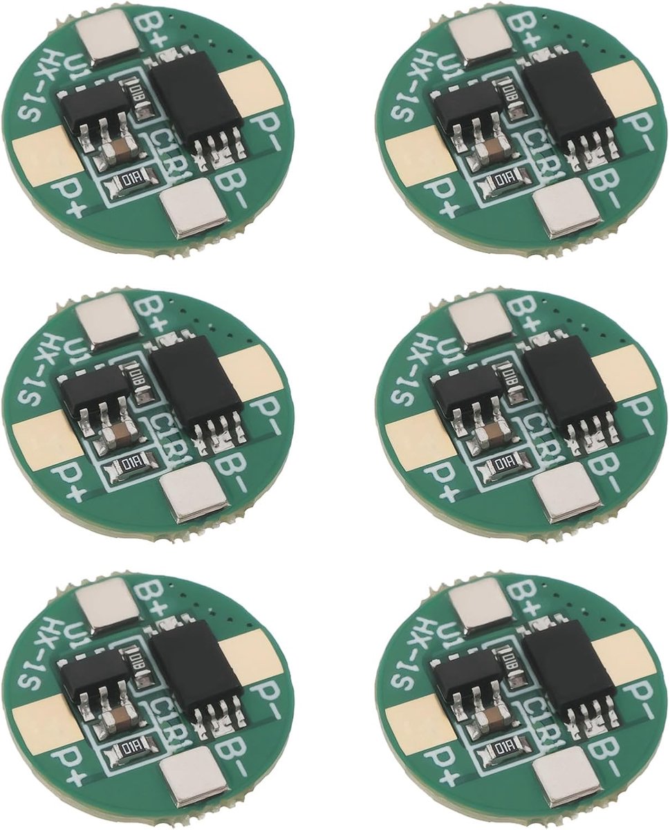 6x Batterij Beschermingsmodule (BMS) voor 1S Lithium Accu 3.7V - Overlaad- en Ontladingsbeveiliging