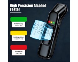 Digitale ademtest – Alcoholademtest – Alcoholmeter – Digitale ademtest zonder mondstuk – Geschikt voor Nederland, Frankrijk, België en andere landen – Oplaadbaar