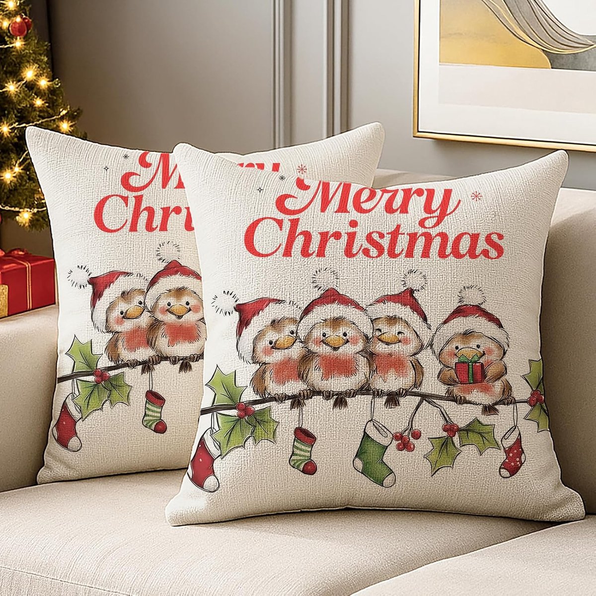 Kerst Kussensloop - Decoratieve Hoes - Feestelijke Sfeer - Verborgen Rits - 40 x 40 cm - R