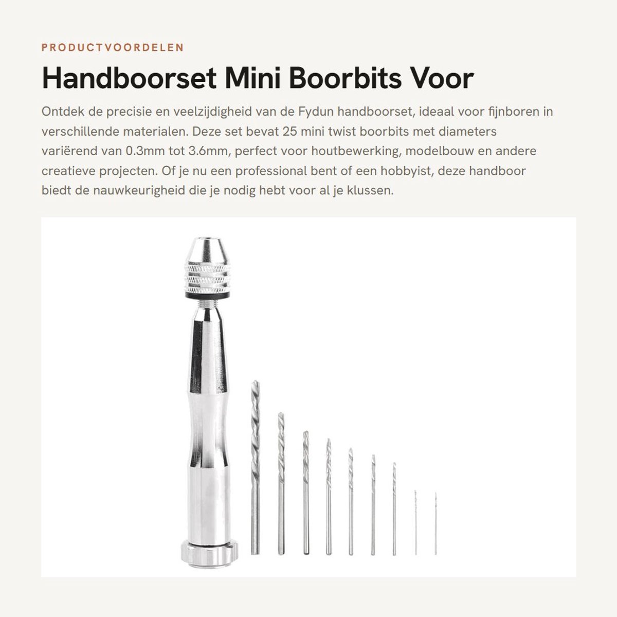 Dailygoods - Handboorset - Mini Boorbits - Voor Houtbewerking en Klusprojecten - 25 Stuks - Precisie Boormachine - Geschikt voor DIY - Kleur: Zwart