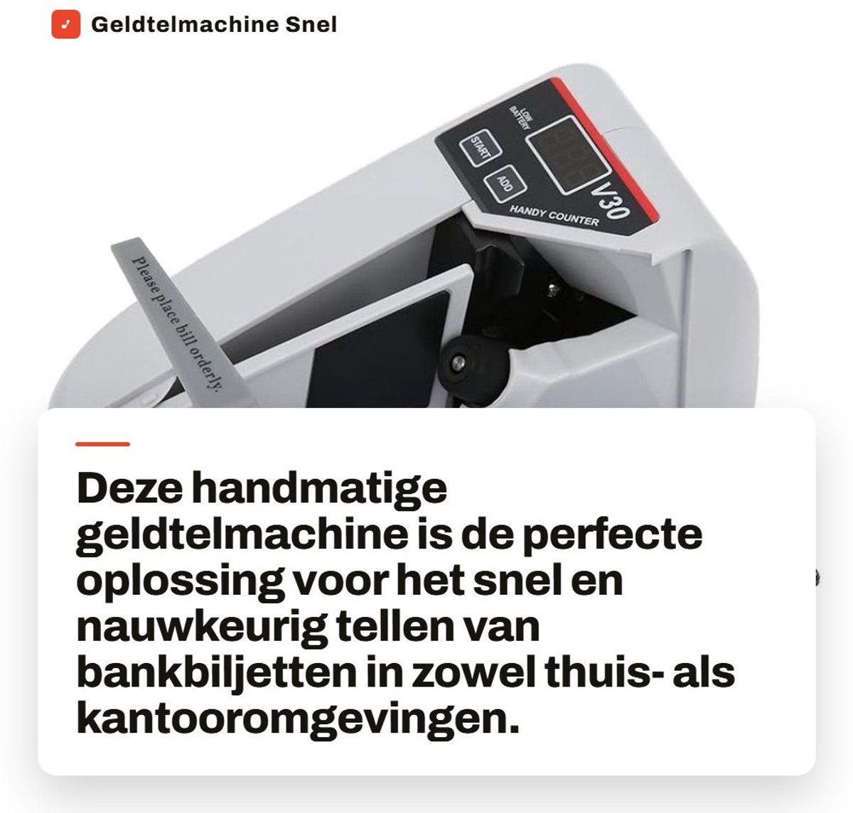Dailygoods- Geldtelmachine Handbediend - Compact en Draagbaar - Tot 600 Bankbiljetten per Minuut - Voor Thuis en Kantoor - Ondersteunt Diverse Valuta