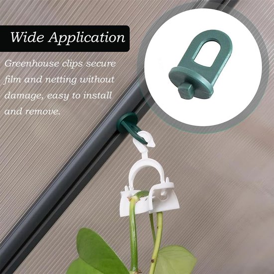 Twist Hooks - 50 Stuks - Robuust Plastic - Voor Kassen - Makkelijk te Installeren - Duurzaam - 2 x 3,2 cm - Kwekerijhaken — afbeelding 2