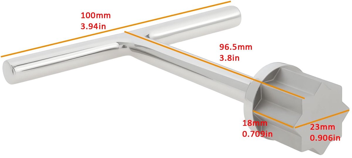 Dailygoods- T-Handvat 23mm Ster Patroon - Roestvrij Staal - Ergonomisch Ontwerp - Mariene Toepassing - Corrosiebestendig - Hoge Temperatuur Bestendig - Sleutel