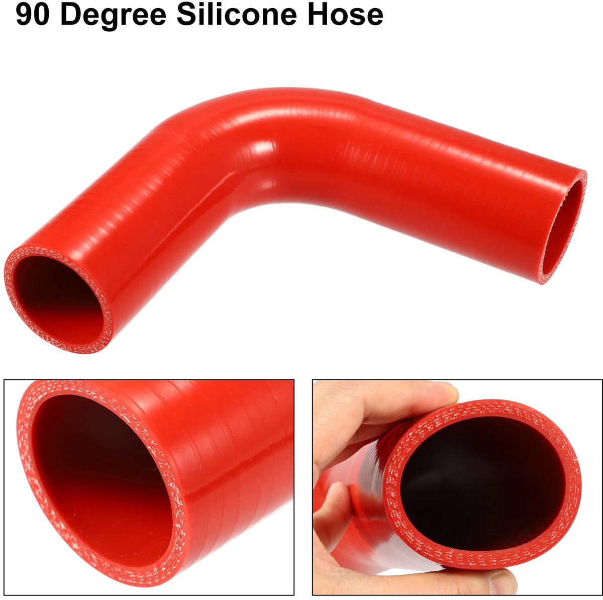 Dailygoods- Siliconen Slang 90 Graden Bocht - Universeel - Binnendiameter 48mm - Dikte 5mm - Lengte 150mm - Rood - Koelslang