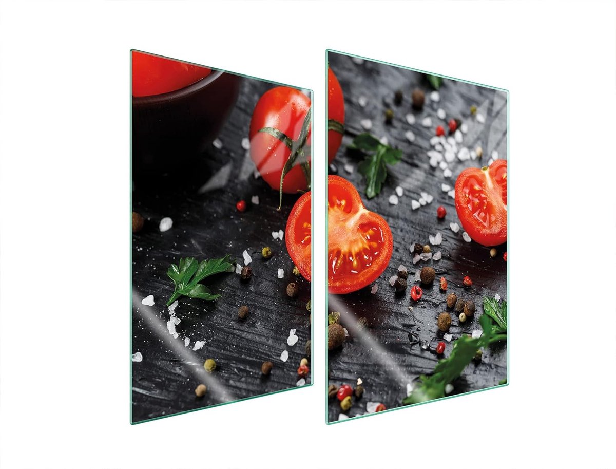 Afdekplaat voor fornuis Kookplaat deksel Keukenbescherming Gehard glas 35 x 52 cm Tomaat