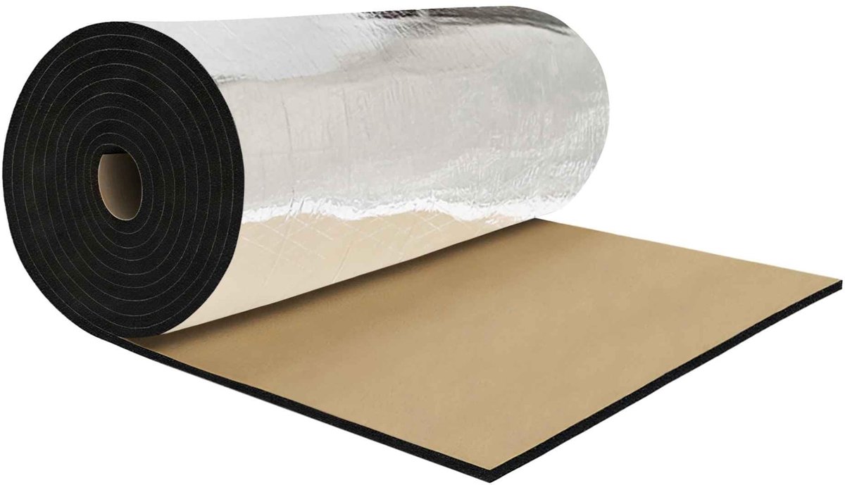 Dailygoods- Geluidsdempingsmat Zelfklevend - Aluminiumfolie/Schuim - Geluidsisolatie/Heat-isolatie - Waterdicht/Stofdicht - Vlamvertragend - 200x33cm - Geluidsisolatiemateriaal