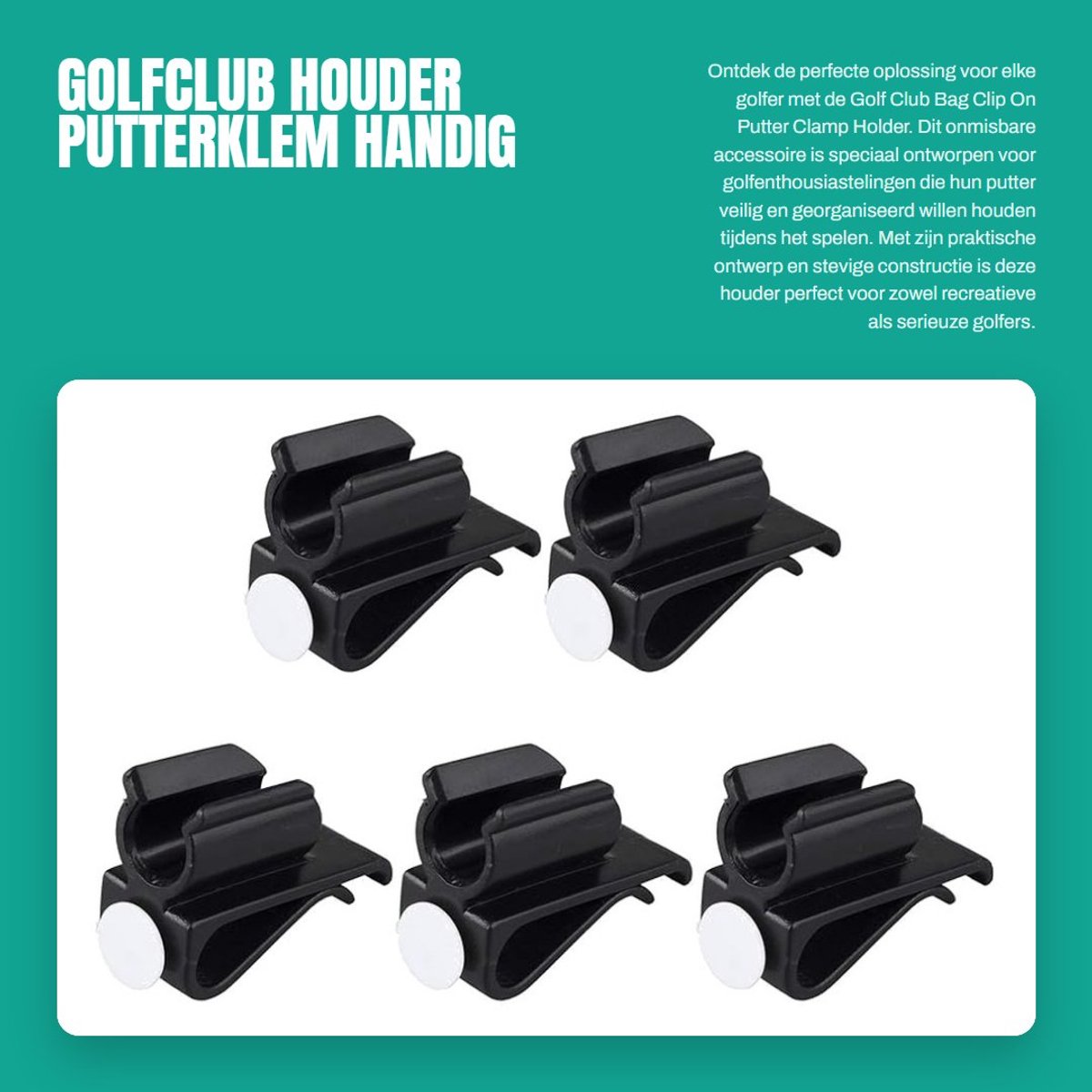 Dailygoods- Putterhouder - Golf Accessoires - Golf Club Clip - Putter Klem - Ball Marker - Stevig Plastic 6.5 x 4.3 x 2.5 cm - Golfaccessoires
