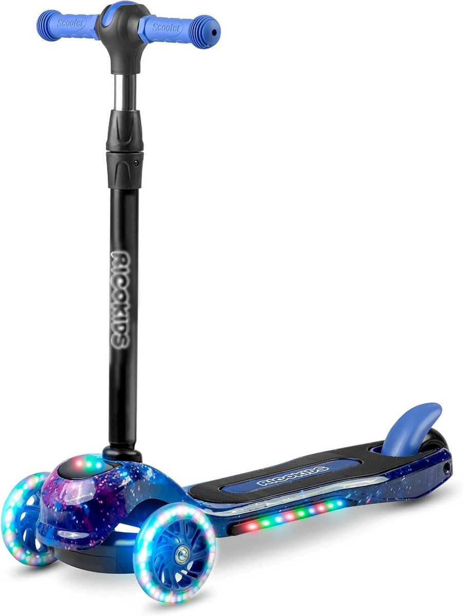 Kinderscooter Driewieler - Rijspeelgoed Kinderen - Buiten Spelen - Kleurrijke LED Verlichting - Max 35 kg - Blauw